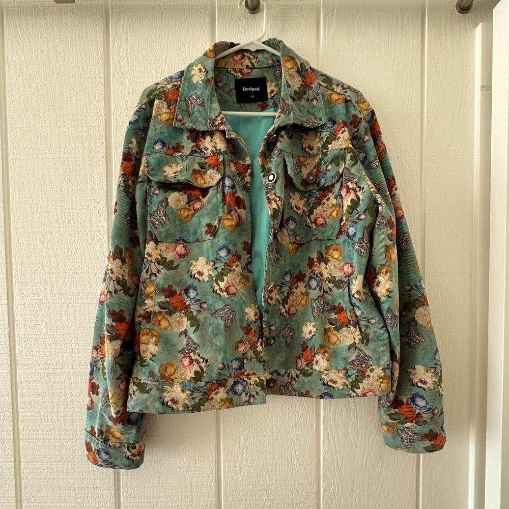 Desigual Womens Corduroy Jacket Flower